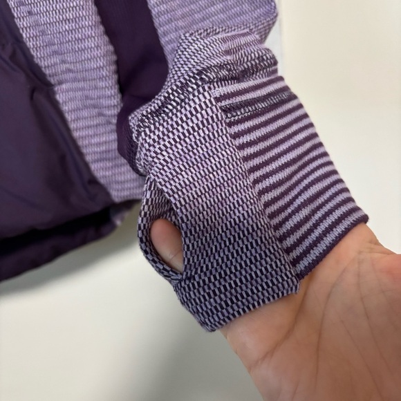 Lululemon Fluff Off Pullover Deep Zinfandel Purple Mini Check Pique Down Jacket - Picture 5 of 10
